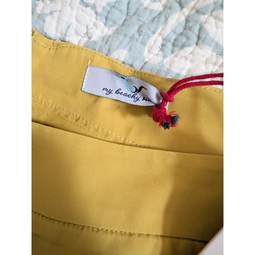 My Beachy Side Begonia Chartreuse Yellow Beaded Side Wide Leg Pants Small NEW - Picture 5 of 9